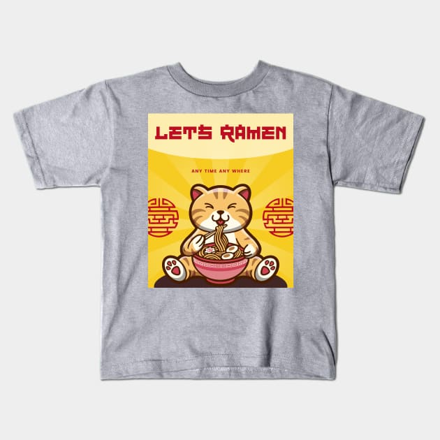 Let’s ramen 3 Kids T-Shirt by Rickido